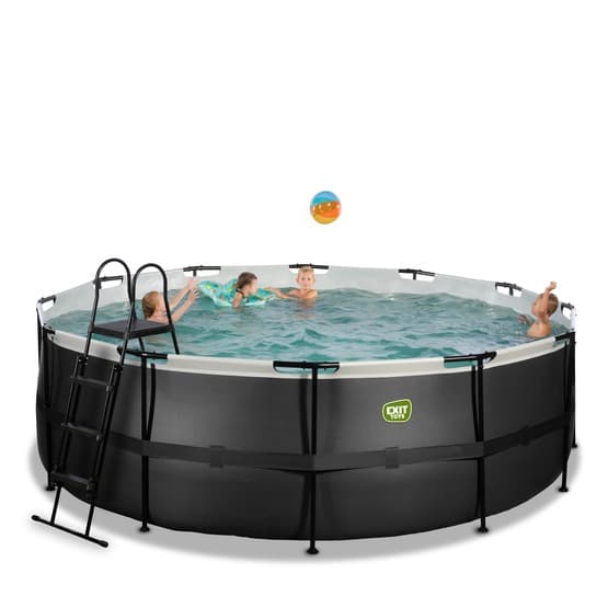 Exit Svart Leather Pool Ø427X122Cm Med Filterpump - Svart