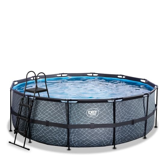 Exit Stone Pool Ø427X122Cm Med Sandfilterpump - Grå