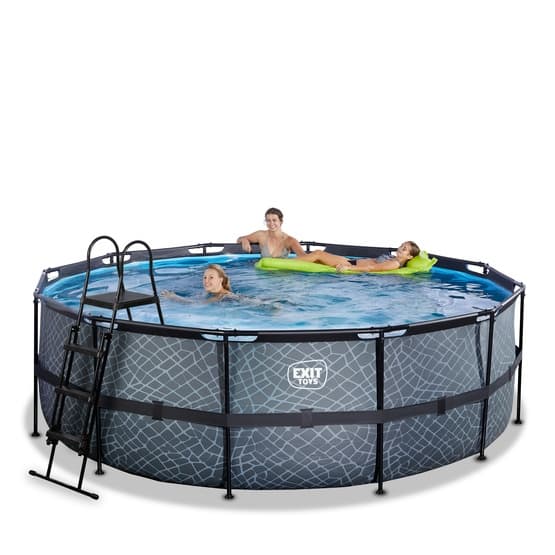 Exit Stone Pool Ø427X122Cm Med Sandfilterpump - Grå
