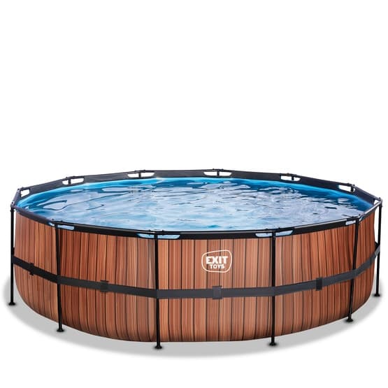 Exit Wood Pool Ø488X122Cm Med Filterpump - Brun