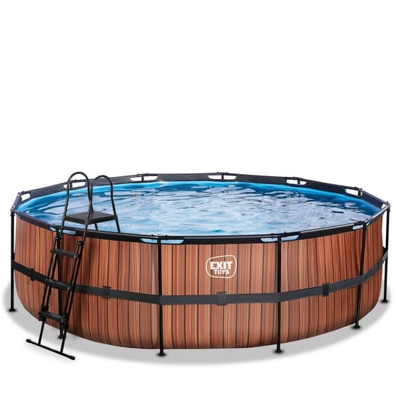 Exit Wood Pool Ø488X122Cm Med Filterpump - Brun