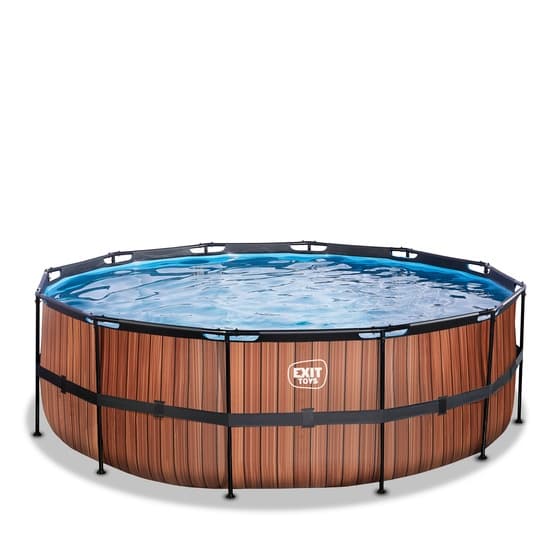 Exit Wood Pool Ø427X122Cm Med Filterpump - Brun