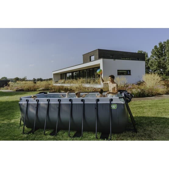 Exit Svart Leather Pool 400X200X122Cm Med Filterpump - Svart