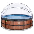 Miniatyrbild 3 av 11: Exit Wood Pool Ø450X122Cm Med Sandfilterpump Och Tak - Brun
