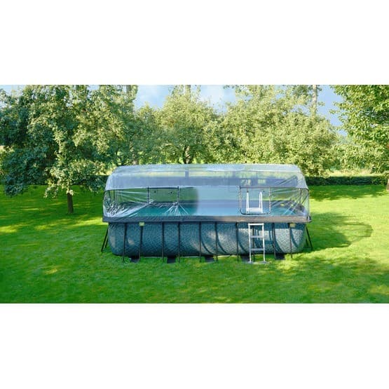 Exit Wood Pool 540X250X122Cm Med Sandfilterpump Och Tak - Brun