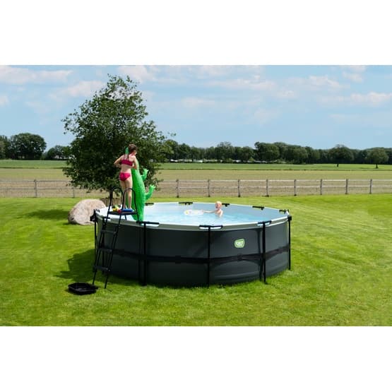 Exit Stone Pool Ø450X122Cm Med Filterpump - Grå