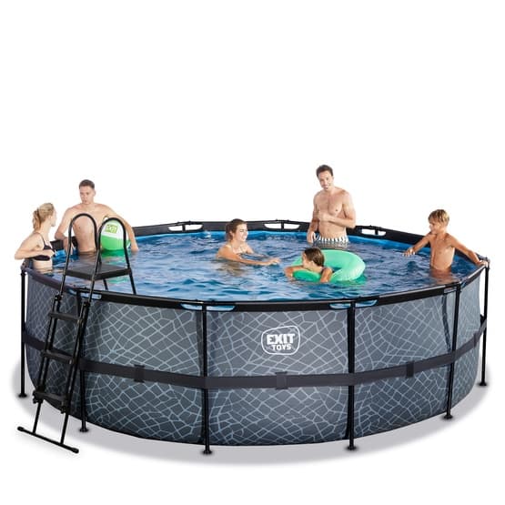 Exit Stone Pool Ø450X122Cm Med Filterpump - Grå