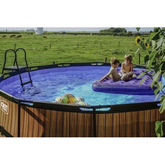 Exit Svart Leather Pool Ø427X122Cm Med Sandfilterpump - Svart