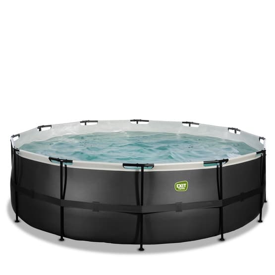Exit Svart Leather Pool Ø450X122Cm Med Sandfilterpump - Svart