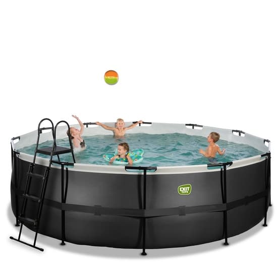 Exit Svart Leather Pool Ø450X122Cm Med Sandfilterpump - Svart