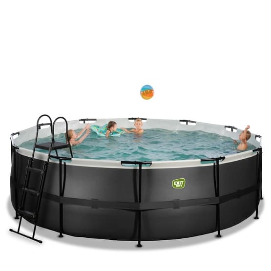 Exit Svart Leather Pool Ø450X122Cm Med Sandfilterpump - Svart