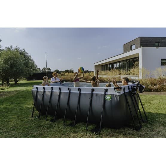 Exit Svart Leather Pool 400X200X122Cm Med Sandfilterpump - Svart