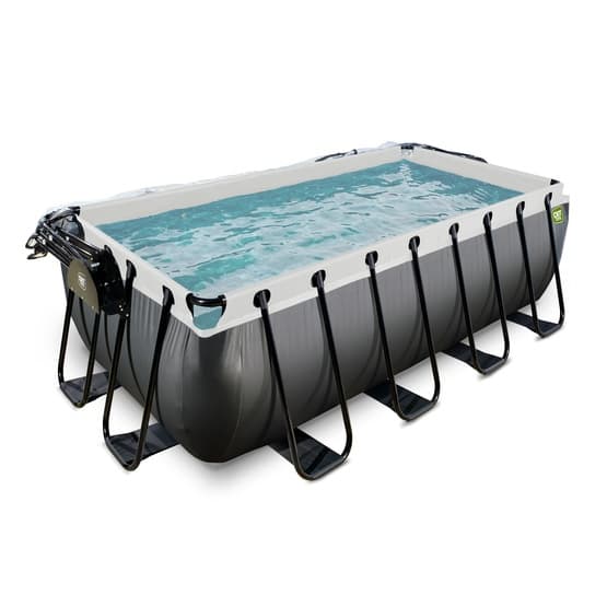 Exit Svart Leather Pool 400X200X122Cm Med Sandfilterpump Och Tak - Svart