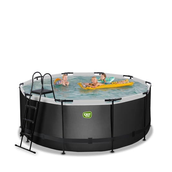 Exit Svart Leather Pool Ø360X122Cm Med Sandfilterpump - Svart