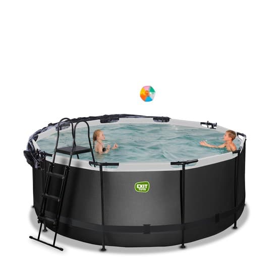 Exit Svart Leather Pool Ø360X122Cm Med Sandfilterpump Och Tak - Svart