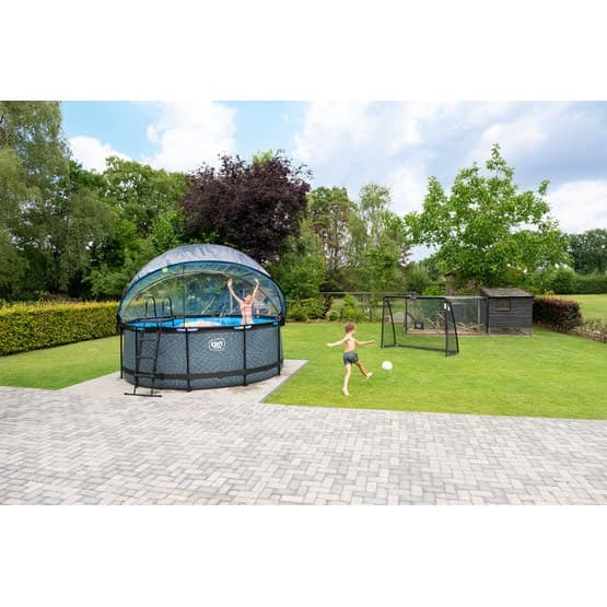 Exit Svart Leather Pool Ø360X122Cm Med Sandfilterpump Och Tak - Svart