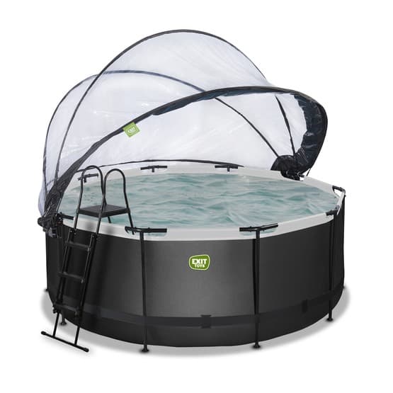Exit Svart Leather Pool Ø360X122Cm Med Sandfilterpump Och Tak - Svart