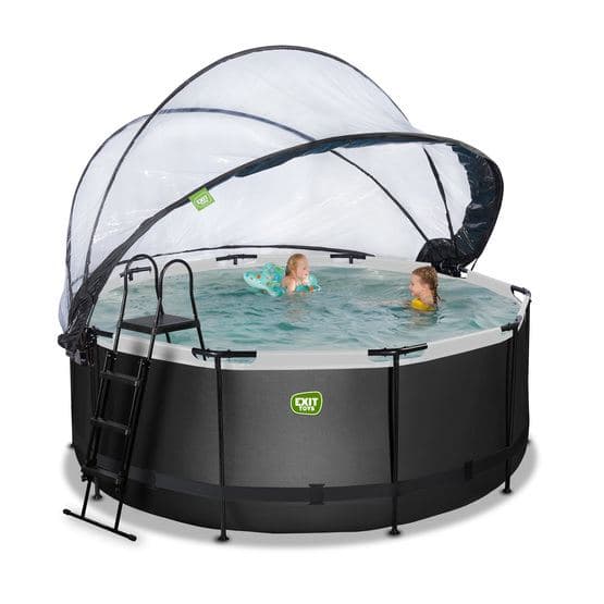 Exit Svart Leather Pool Ø360X122Cm Med Sandfilterpump Och Tak - Svart