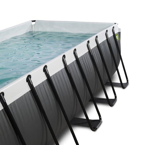 Exit Svart Leather Pool 540X250X100Cm Med Sandfilterpump Och Tak Och Värmepump - Svart
