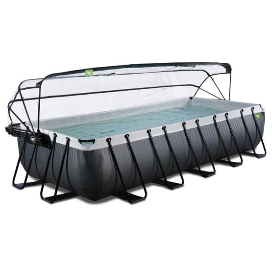 Exit Svart Leather Pool 540X250X100Cm Med Sandfilterpump Och Tak - Svart
