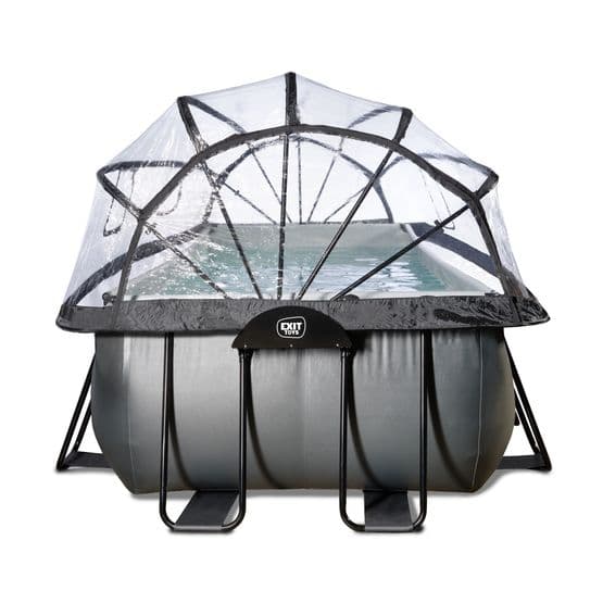 Exit Svart Leather Pool 540X250X100Cm Med Sandfilterpump Och Tak - Svart