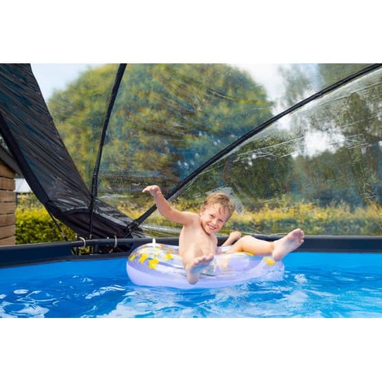 Exit Stone Pool Ø360X122Cm Med Sandfilterpump Och Tak - Grå