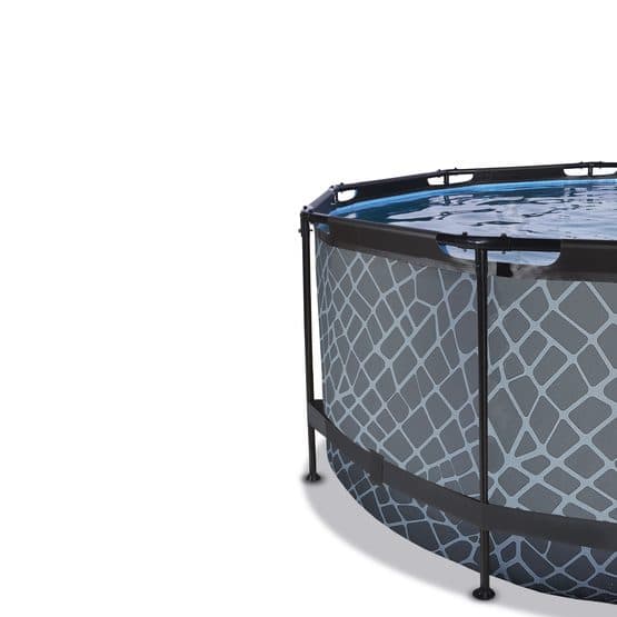 Exit Stone Pool Ø360X122Cm Med Sandfilterpump - Grå