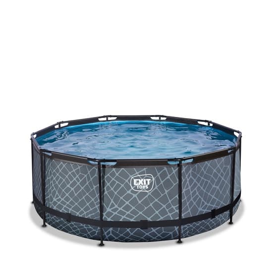 Exit Stone Pool Ø360X122Cm Med Sandfilterpump - Grå