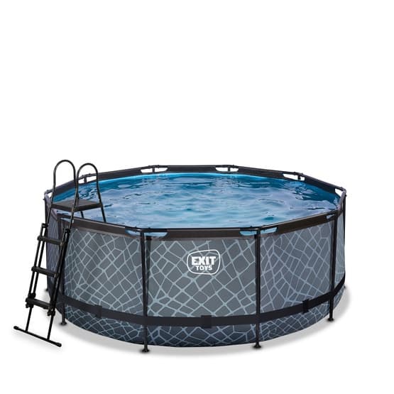 Exit Stone Pool Ø360X122Cm Med Sandfilterpump - Grå