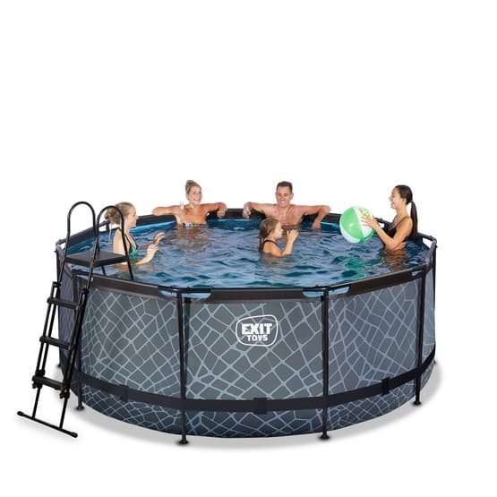 Exit Stone Pool Ø360X122Cm Med Sandfilterpump - Grå