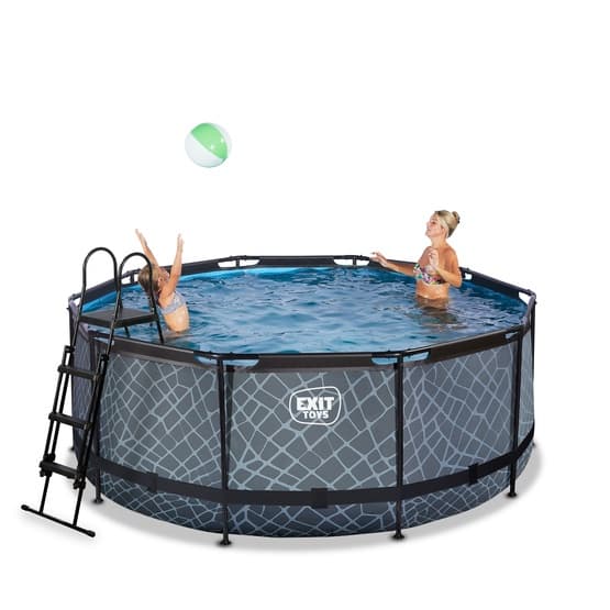Exit Stone Pool Ø360X122Cm Med Sandfilterpump - Grå