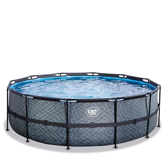 Exit Stone Pool Ø450X122Cm Med Sandfilterpump - Grå