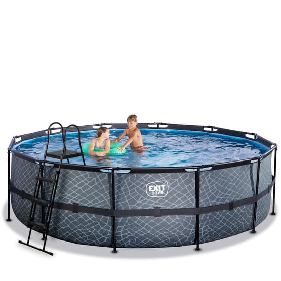 Exit Stone Pool Ø488X122Cm Med Sandfilterpump - Grå