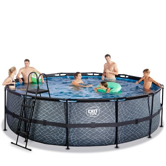 Exit Stone Pool Ø488X122Cm Med Sandfilterpump - Grå