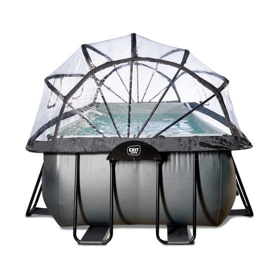 Exit Svart Leather Pool 540X250X122Cm Med Sandfilterpump Och Tak - Svart
