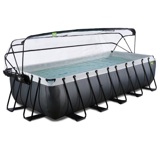 Exit Svart Leather Pool 540X250X122Cm Med Sandfilterpump Och Tak - Svart