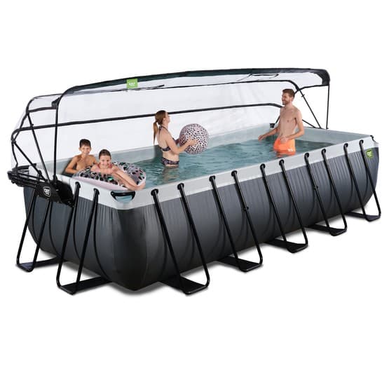 Exit Svart Leather Pool 540X250X122Cm Med Sandfilterpump Och Tak - Svart