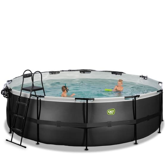 Exit Svart Leather Pool Ø488X122Cm Med Sandfilterpump Och Tak - Svart