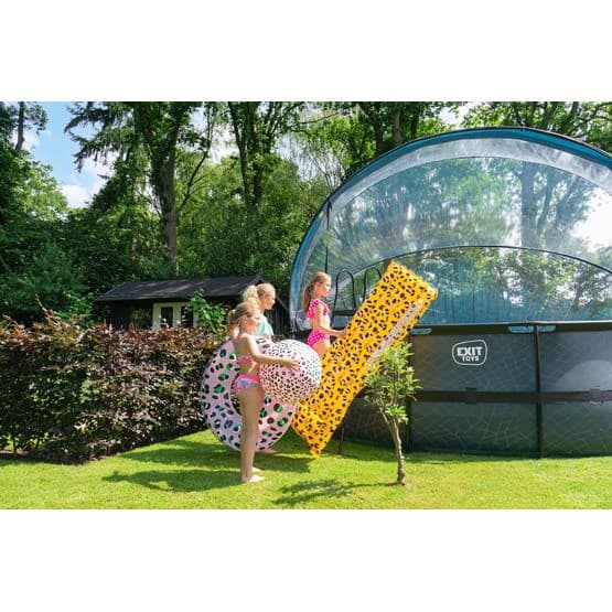 Exit Svart Leather Pool Ø488X122Cm Med Sandfilterpump Och Tak - Svart