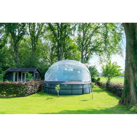 Exit Svart Leather Pool Ø488X122Cm Med Sandfilterpump Och Tak - Svart