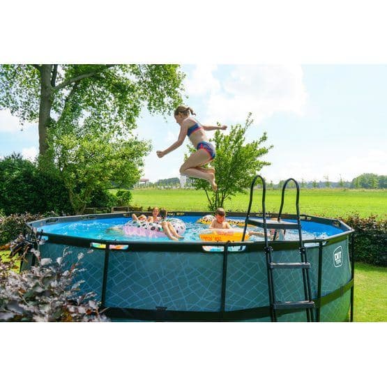 Exit Svart Leather Pool Ø488X122Cm Med Sandfilterpump - Svart