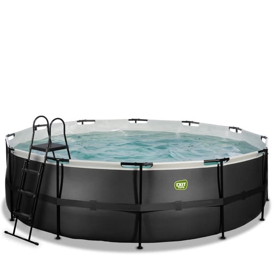 Exit Svart Leather Pool Ø488X122Cm Med Sandfilterpump - Svart