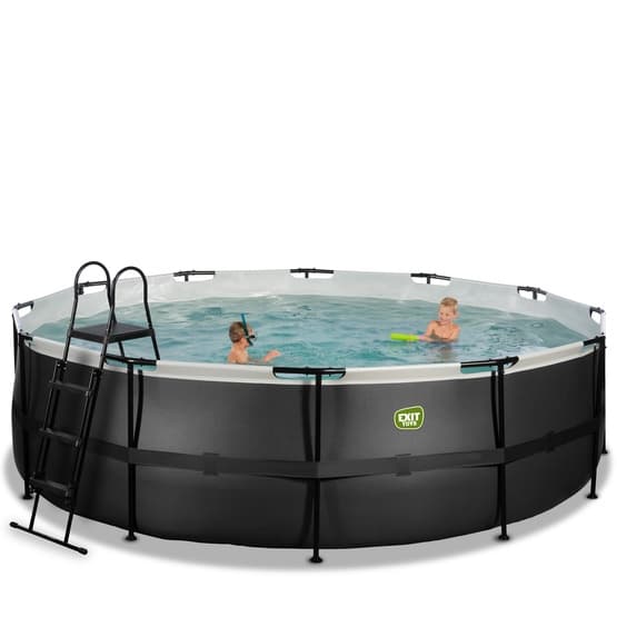 Exit Svart Leather Pool Ø488X122Cm Med Sandfilterpump - Svart