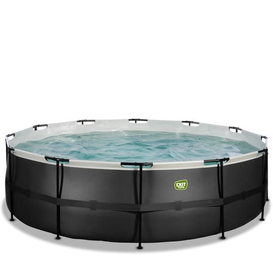 Exit Svart Leather Pool Ø488X122Cm Med Sandfilterpump - Svart