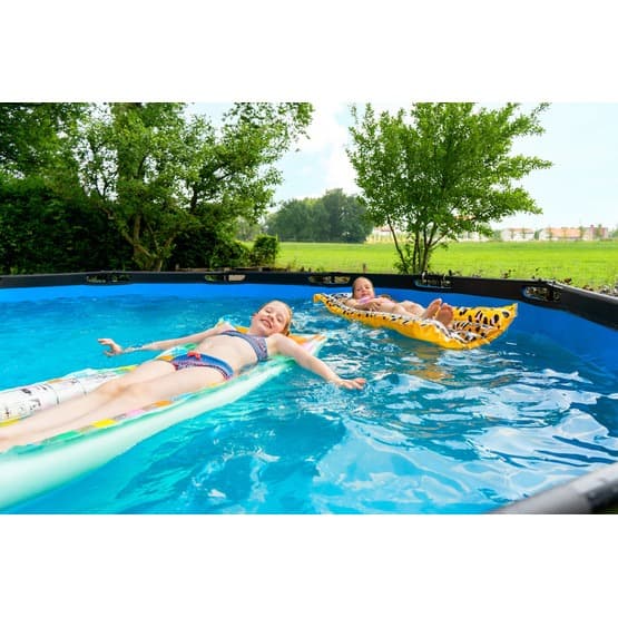 Exit Svart Leather Pool Ø488X122Cm Med Sandfilterpump - Svart