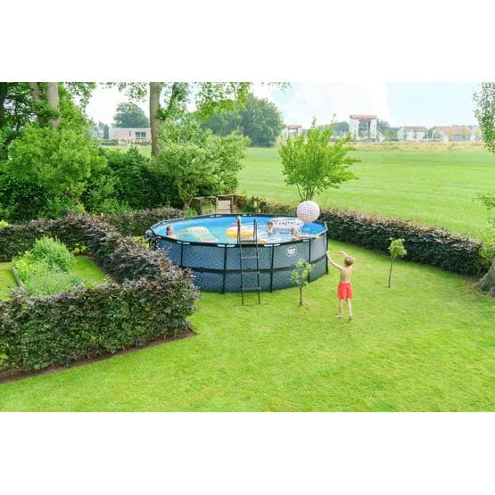 Exit Svart Leather Pool Ø488X122Cm Med Sandfilterpump - Svart