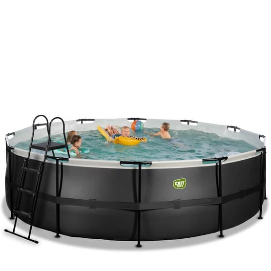 Exit Svart Leather Pool Ø488X122Cm Med Sandfilterpump - Svart