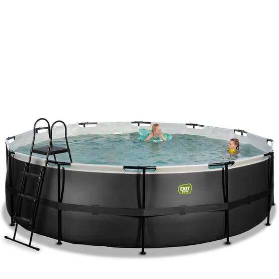 Exit Svart Leather Pool Ø488X122Cm Med Sandfilterpump - Svart