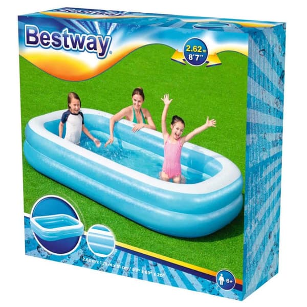 Bestway Family oppusteligt badebassin 262x175x51 cm blå og hvid