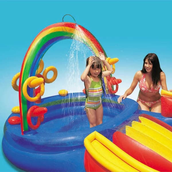 INTEX oppustelig pool Rainbow Ring Play Center 297x193x135 cm 57453NP